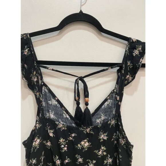 American Eagle 90s style grunge floral button front ruffle sleeve maxi dress - Picture 6 of 6